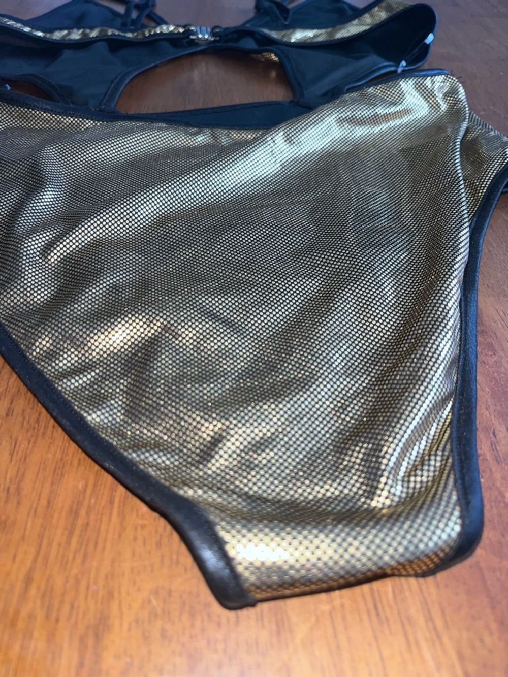Gold Metallic Cutout One-Piece pole wear medium - Picture 6 of 9